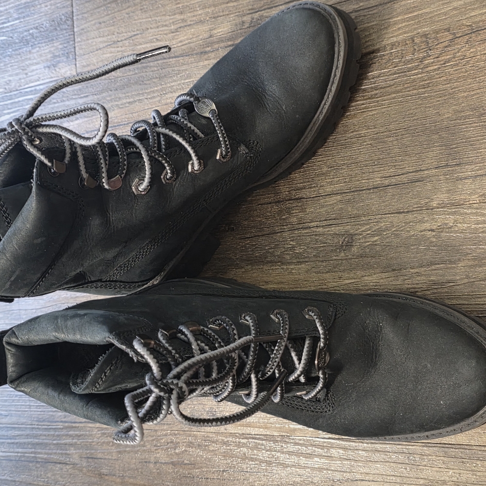Timberland Black Combat Moto Boots Lace-Up Style